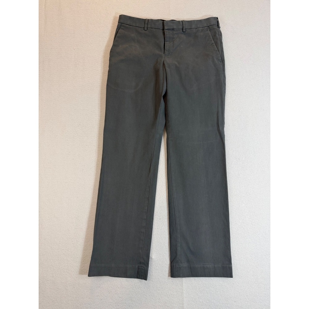 Express Producer Mens Gray Pinstripe Dress Pants 30x30 Straight Leg Cotton Blend
